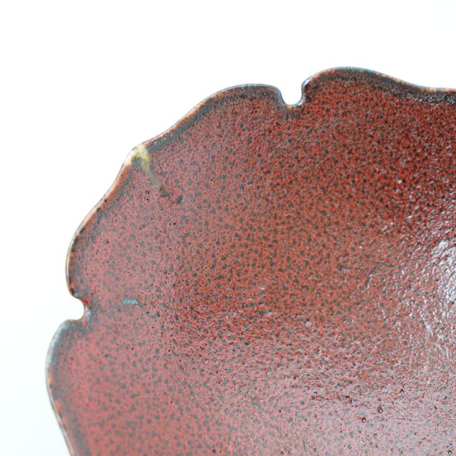 【11月中お届け】輪花　7寸丸鉢　赤