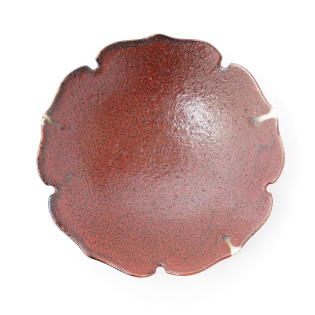 【11月中お届け】輪花　7寸丸鉢　赤