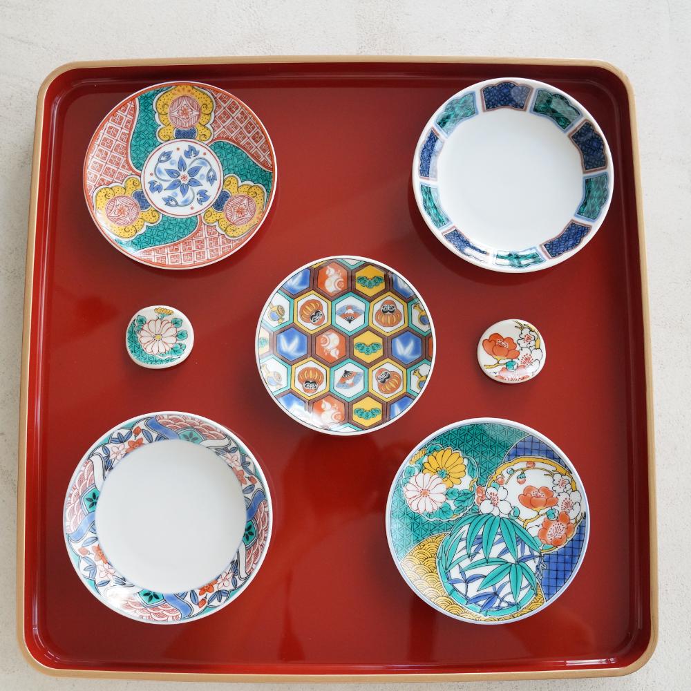 九谷焼　曲り箸置  麗和はなまる　菊