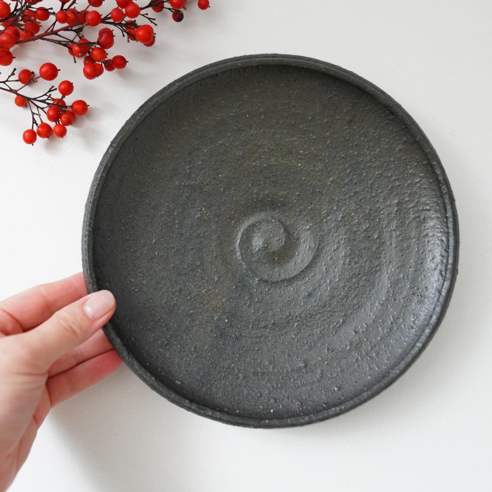 黒灰釉6.0鉢(手造り)