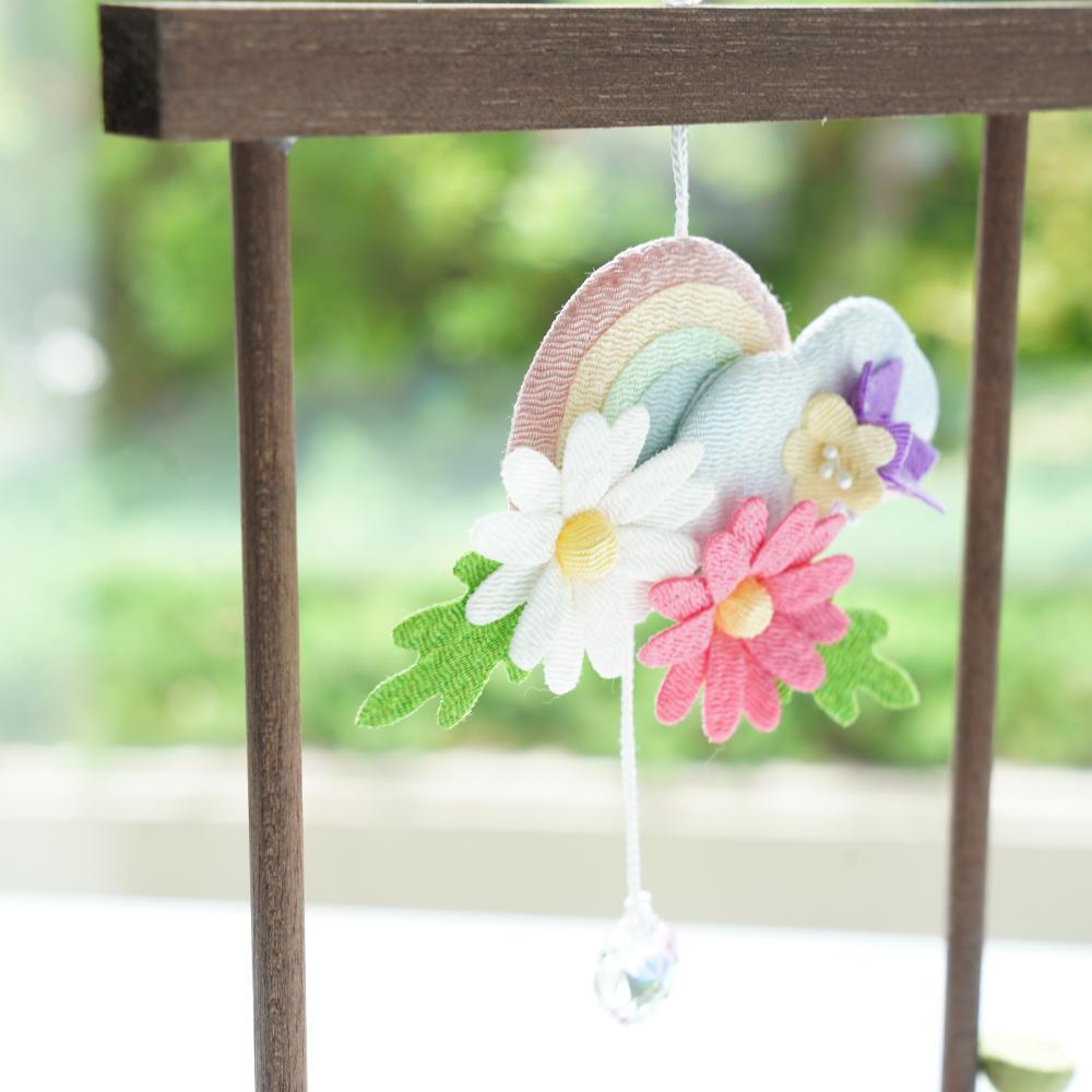 【予約/7月末入荷予定】ちりめん枠飾り 虹と蓮