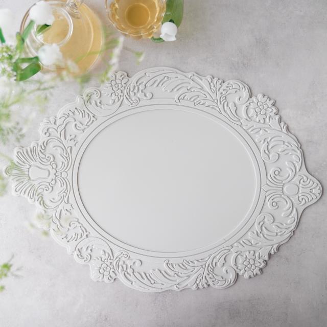 シリコンレリーフオーバル　ランチョンマット　グレー