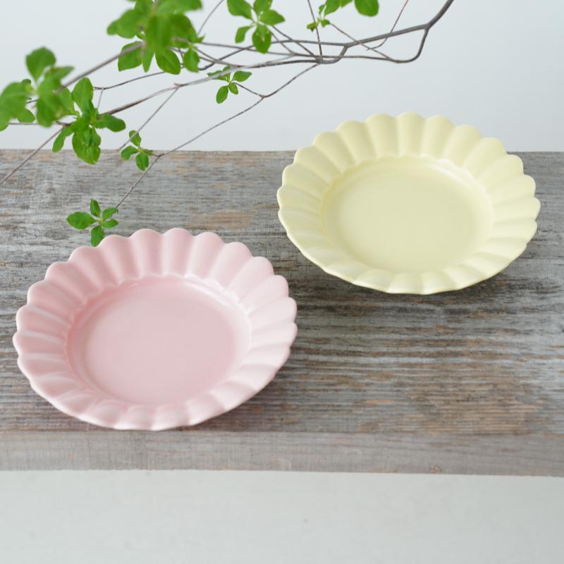 耐熱 色釉輪花取皿（ピンク）