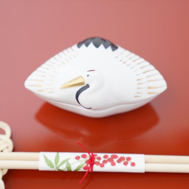 有田焼　染錦舞鶴蓋付珍味