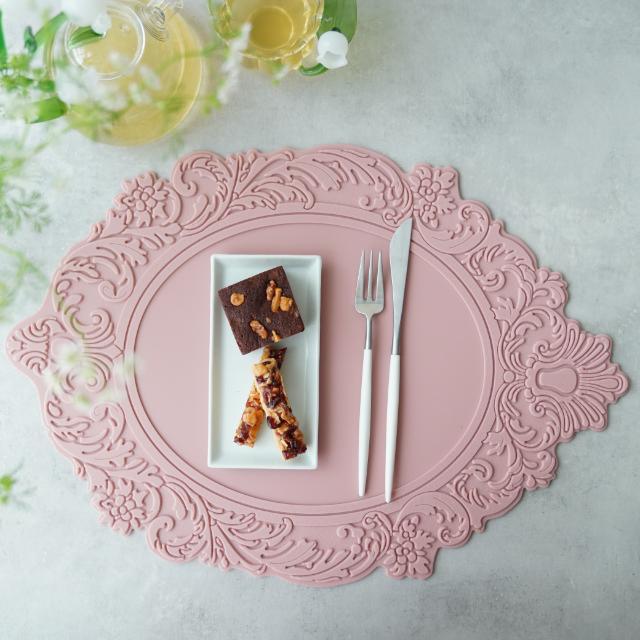 シリコンレリーフオーバル　ランチョンマット　ピンク