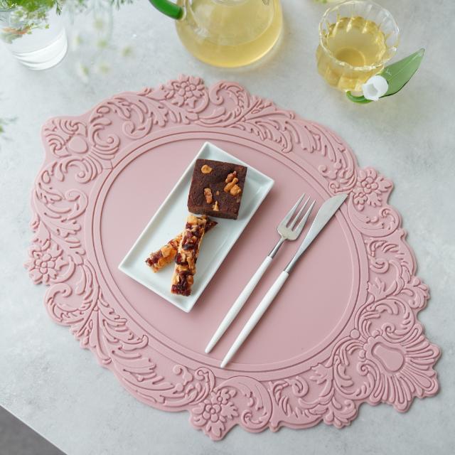 シリコンレリーフオーバル　ランチョンマット　ピンク