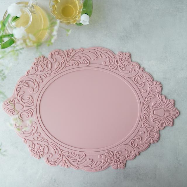 シリコンレリーフオーバル　ランチョンマット　ピンク