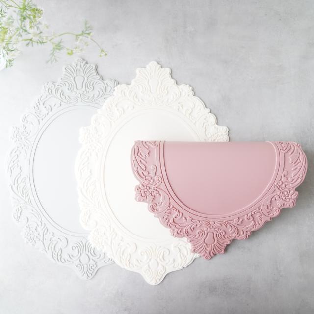 シリコンレリーフオーバル　ランチョンマット　ピンク