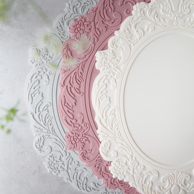 シリコンレリーフオーバル　ランチョンマット　ピンク