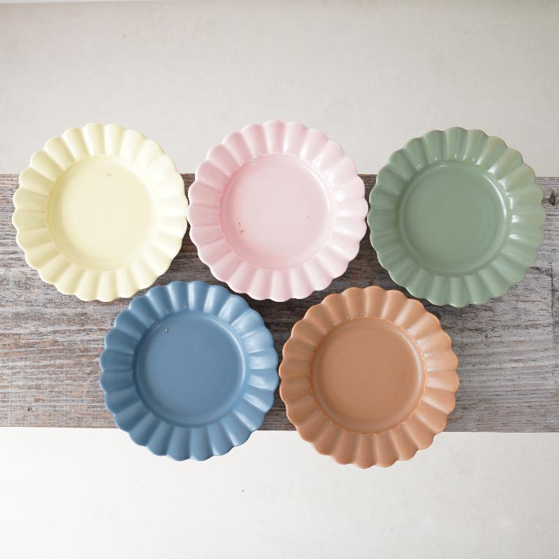 耐熱 色釉輪花取皿（イエロー）