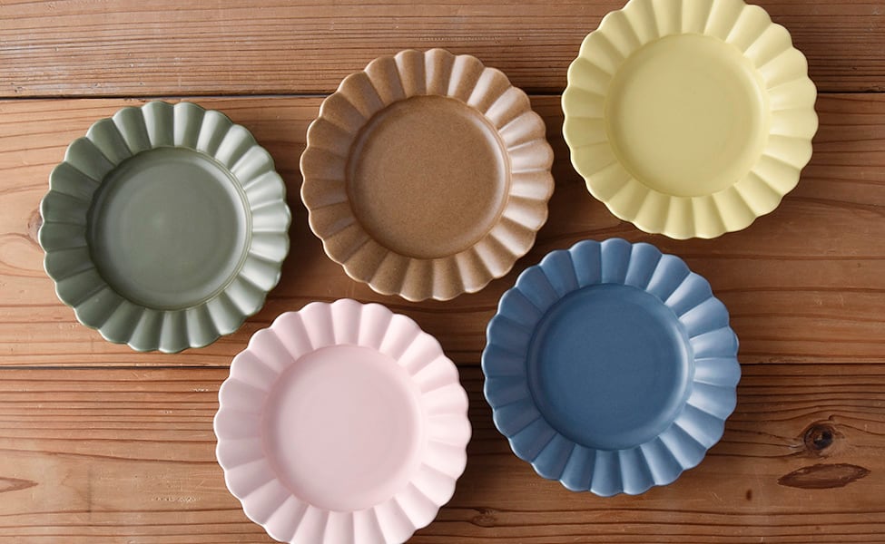 耐熱 色釉輪花取皿（イエロー）