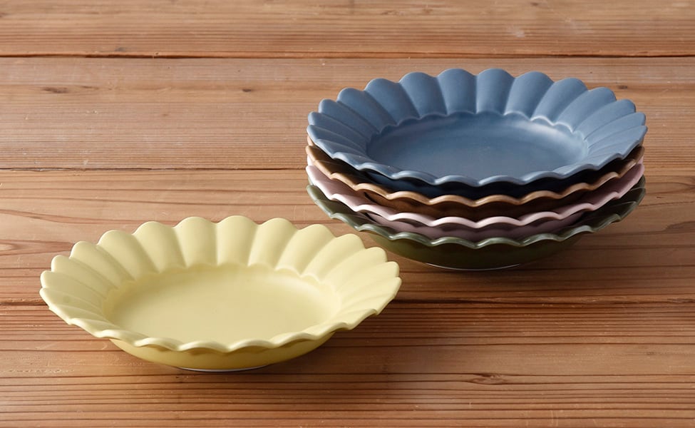 耐熱 色釉輪花取皿（イエロー）