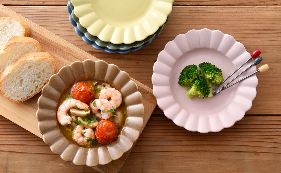 耐熱 色釉輪花取皿（イエロー）