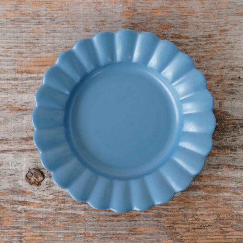 耐熱 色釉輪花取皿（ブルーグレー）