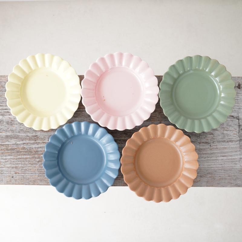 耐熱 色釉輪花取皿（ブルーグレー）