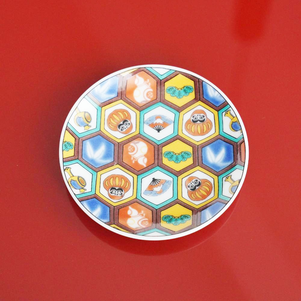 九谷焼 3寸 豆皿　だるま