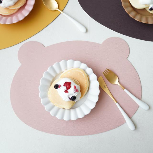 リバーシブル　ベア　ランチョンマット for kids　ピンク/グレー