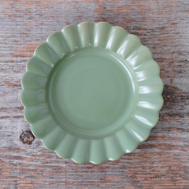 耐熱 色釉輪花取皿（グリーン）