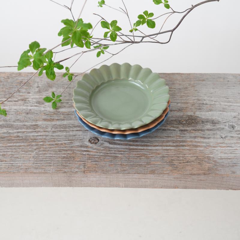 耐熱 色釉輪花取皿（グリーン）