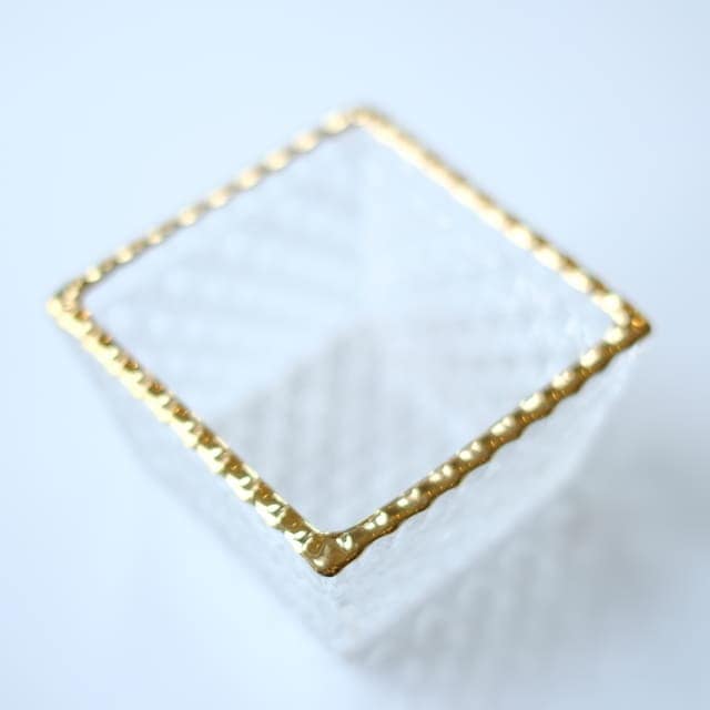 籠目 ガラス角小鉢 金付