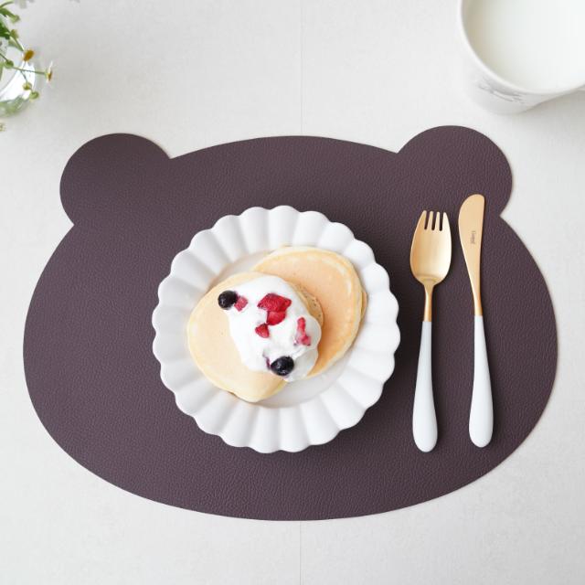 リバーシブル　ベア　ランチョンマット for kids ホワイト/ブラウン