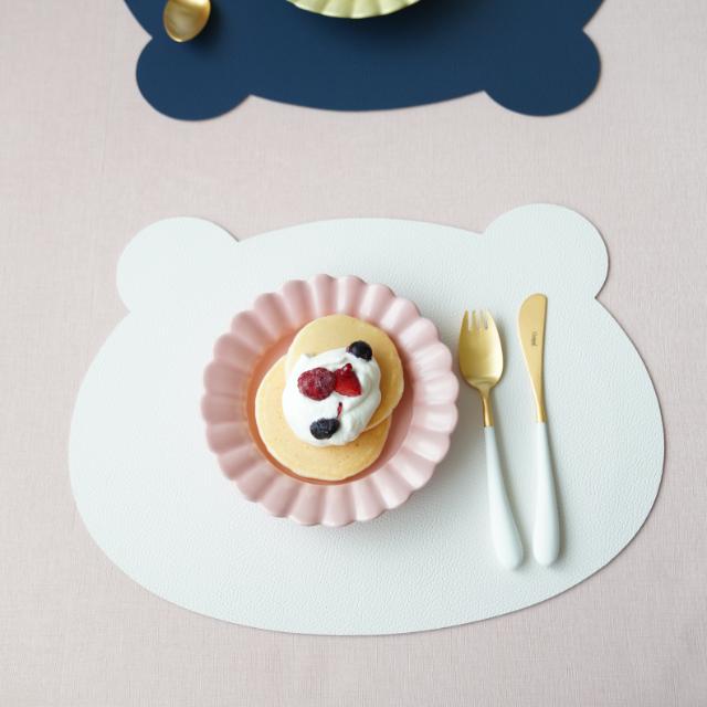 リバーシブル　ベア　ランチョンマット for kids ホワイト/ブラウン