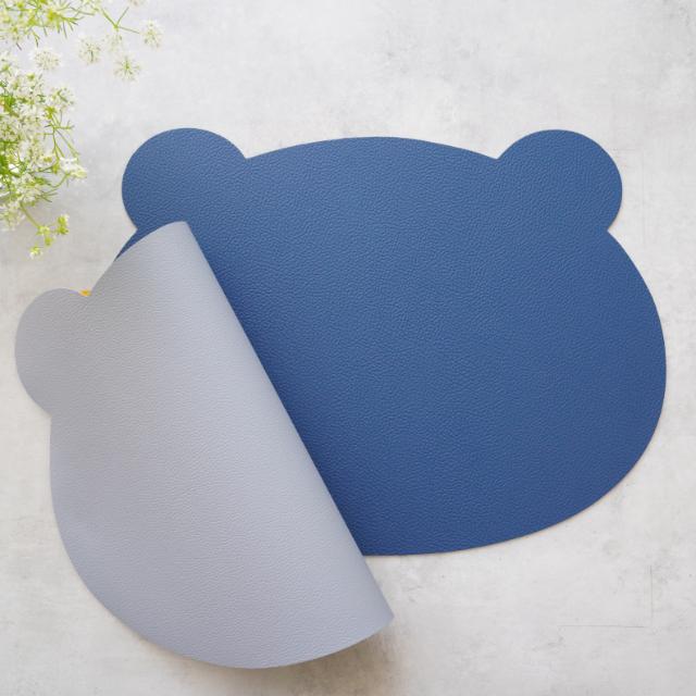 リバーシブル　ベア　ランチョンマット for kids　ネイビー/グレー