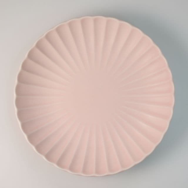 桜色　菊型　丸皿　18ｃｍ　桜色　