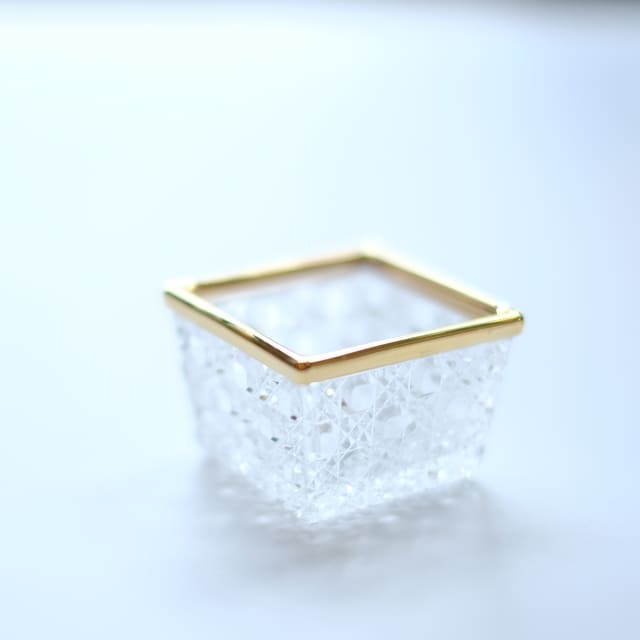 籠目 ガラス角珍味 金付