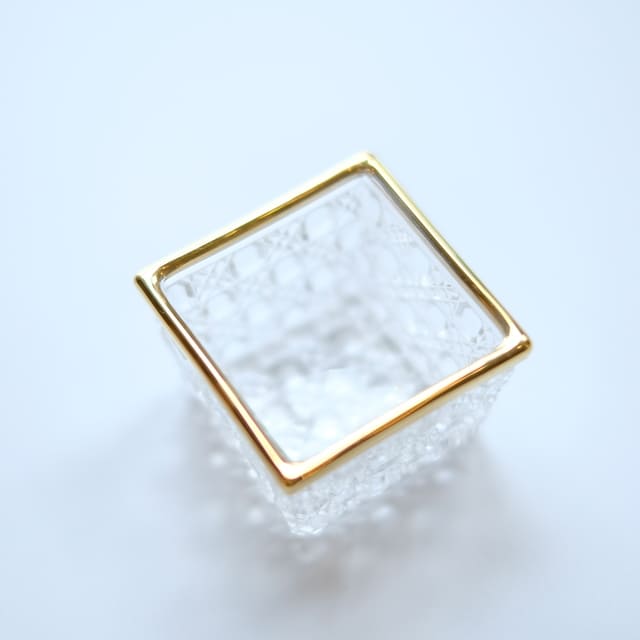 籠目 ガラス角珍味 金付