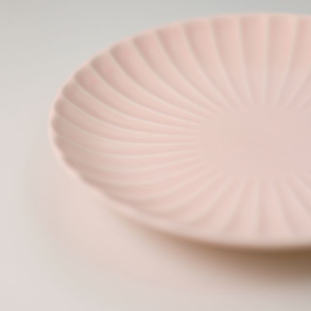 桜色　菊型　丸皿　16.5ｃｍ　桜色　