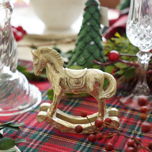 ロッキングホースオブジェ ゴールド Sサイズ