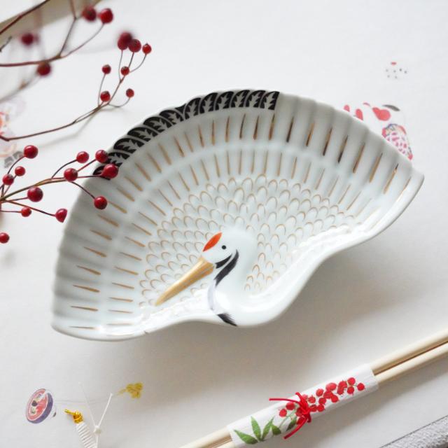 有田焼　錦鶴絵鶴型銘々皿