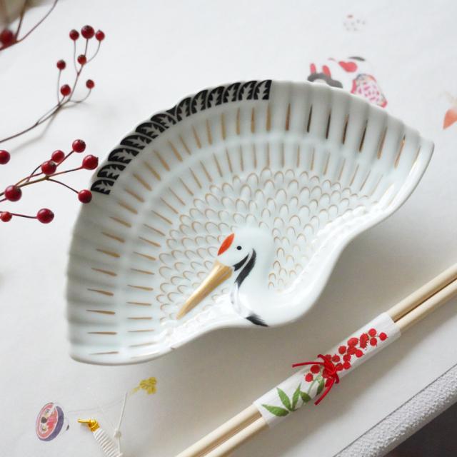 有田焼　錦鶴絵鶴型銘々皿