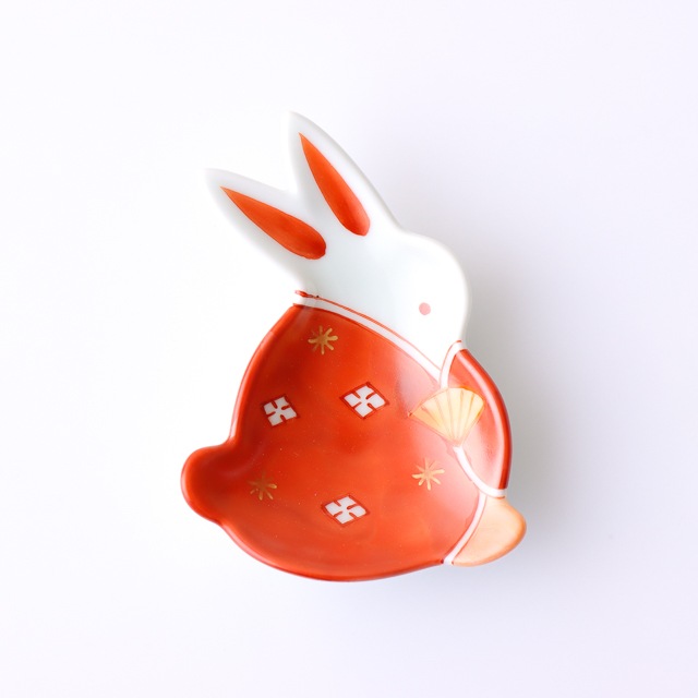 有田焼　菱地紋女雛　うさぎ豆小皿