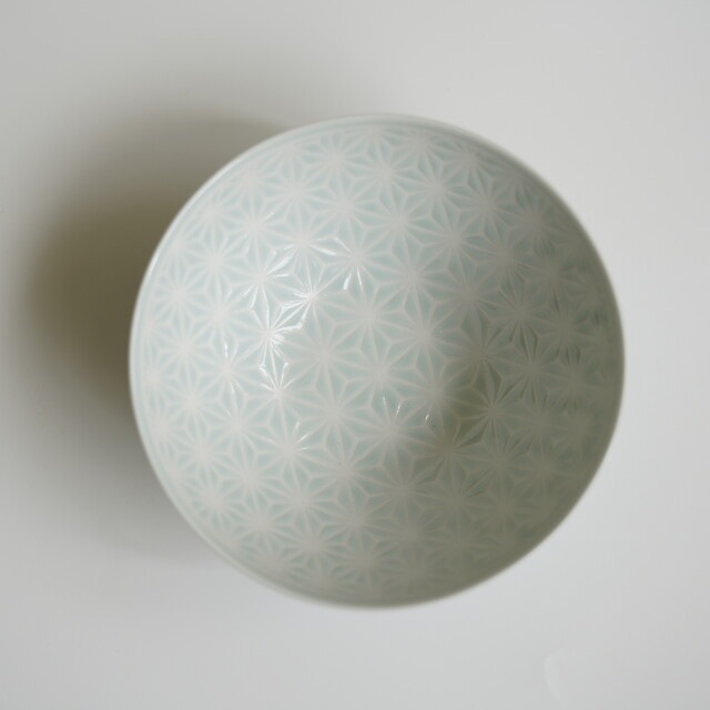 波佐見焼　麻の葉（ブルー）ボウルM