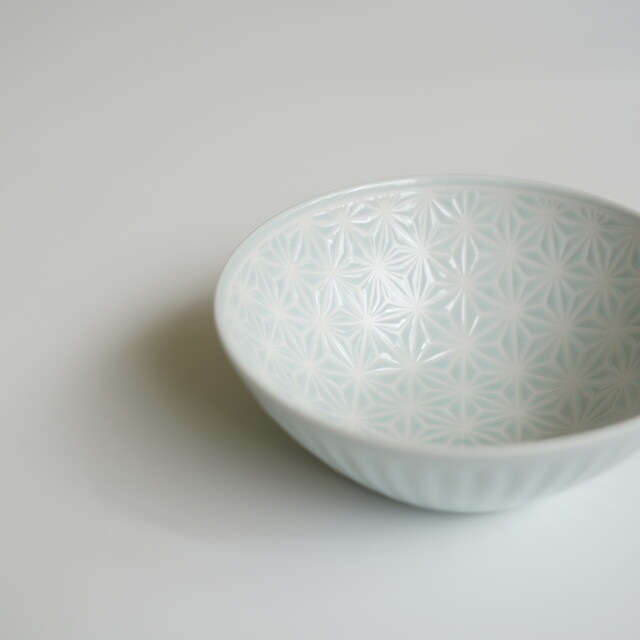 波佐見焼　麻の葉（ブルー）ボウルM