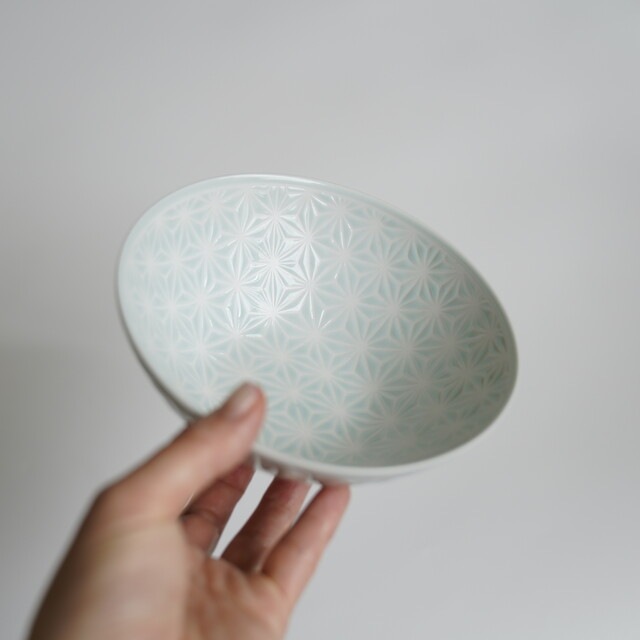 波佐見焼　麻の葉（ブルー）ボウルM