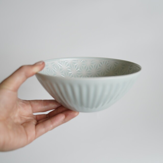 波佐見焼 麻の葉（ブルー）ボウルM ｜ 四季折々のおしゃれな和食器通販