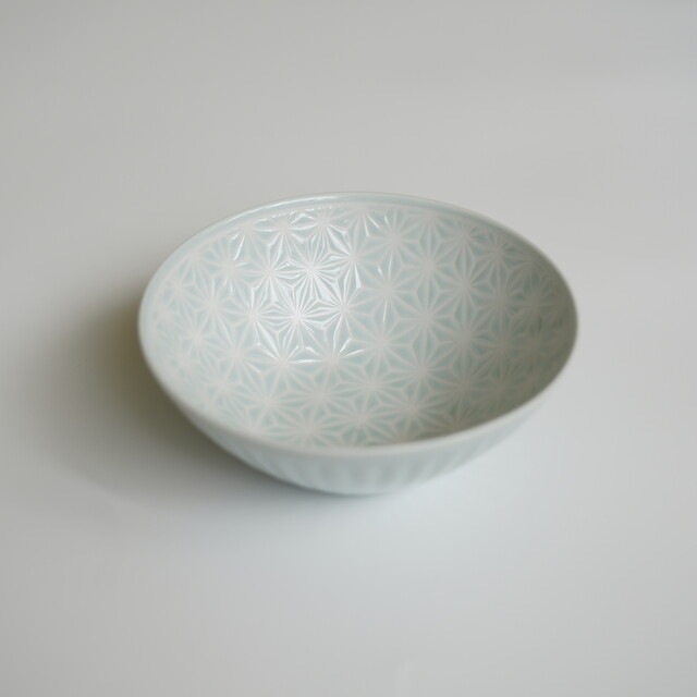 波佐見焼　麻の葉（ブルー）ボウルM