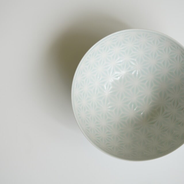 波佐見焼　麻の葉（ブルー）ボウルM