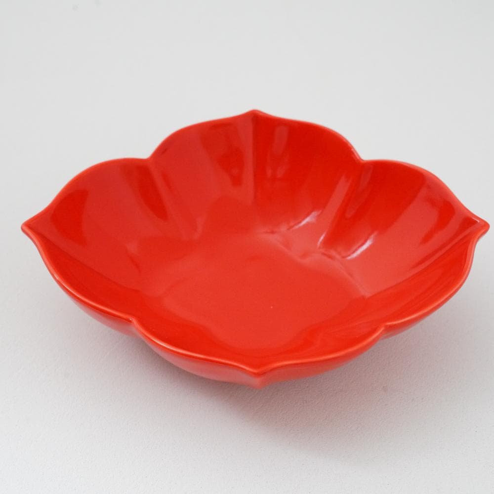 赤釉 花型木甲向付