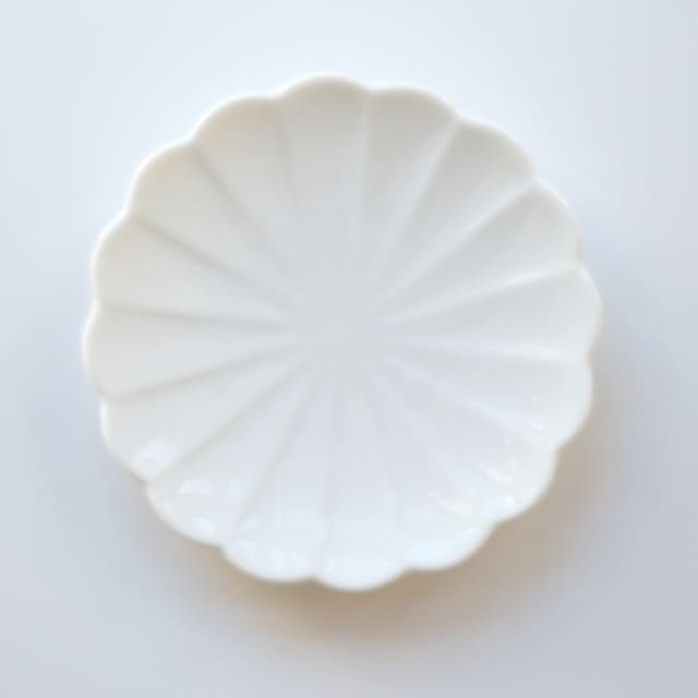 言花  11ｃｍ　小皿 福寿草 白