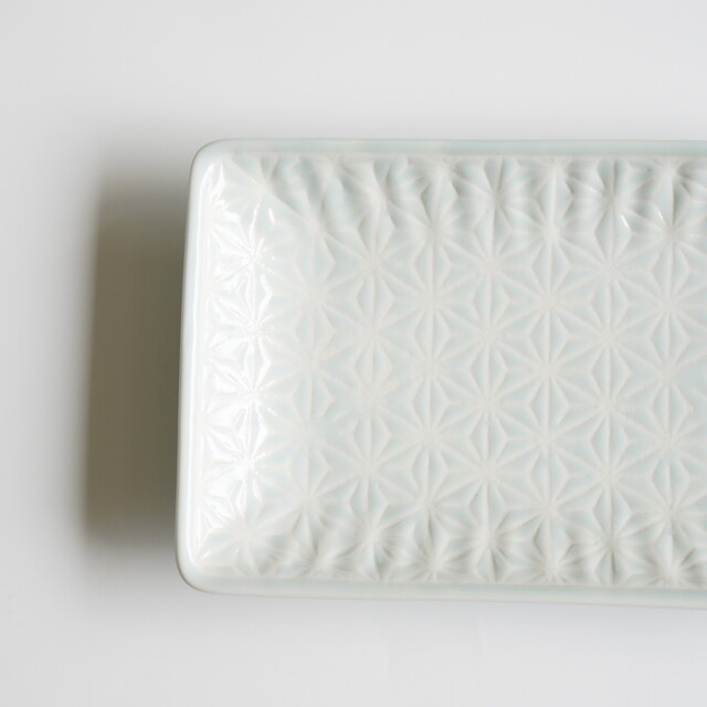 波佐見焼　麻の葉（ブルー）スクエアプレートM