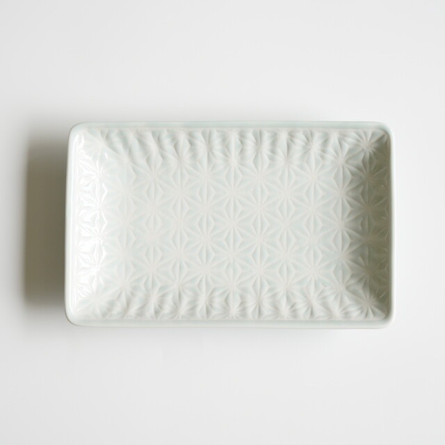 波佐見焼　麻の葉（ブルー）スクエアプレートM