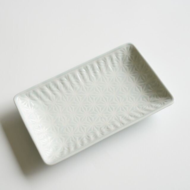 波佐見焼　麻の葉（ブルー）スクエアプレートM