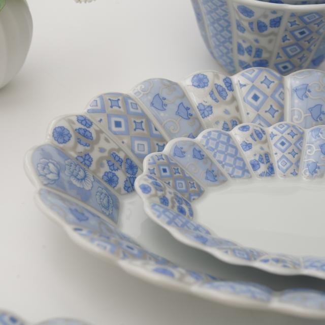 花離宮ブルー楕円皿小（化粧箱入）