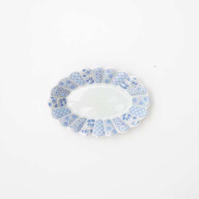 花離宮ブルー楕円皿小（化粧箱入）