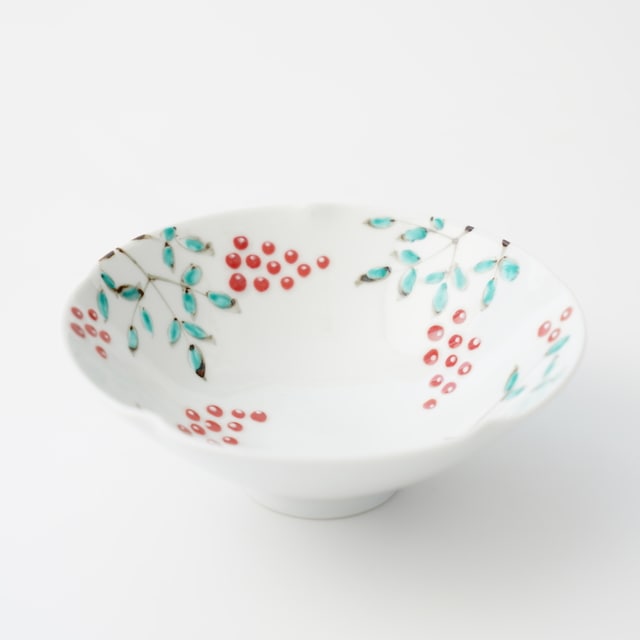 伊万里焼 染錦南天文 五方押鉢 ｜ 四季折々のおしゃれな和食器通販