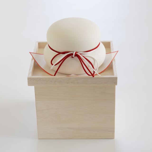 京ちりめん橙付き　とうきの鏡餅飾り 大（木箱タイプ）日本製